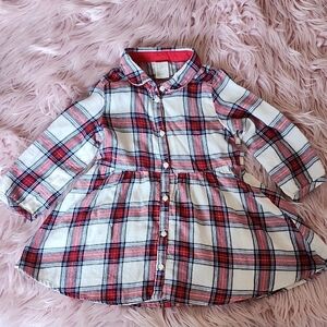 H&M Red and White Plaid Comfy Button Down Christmas Dress Holiday